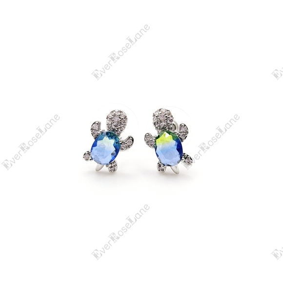 Turtle Colorful CZ Post Earrings New - Picture 6 of 6